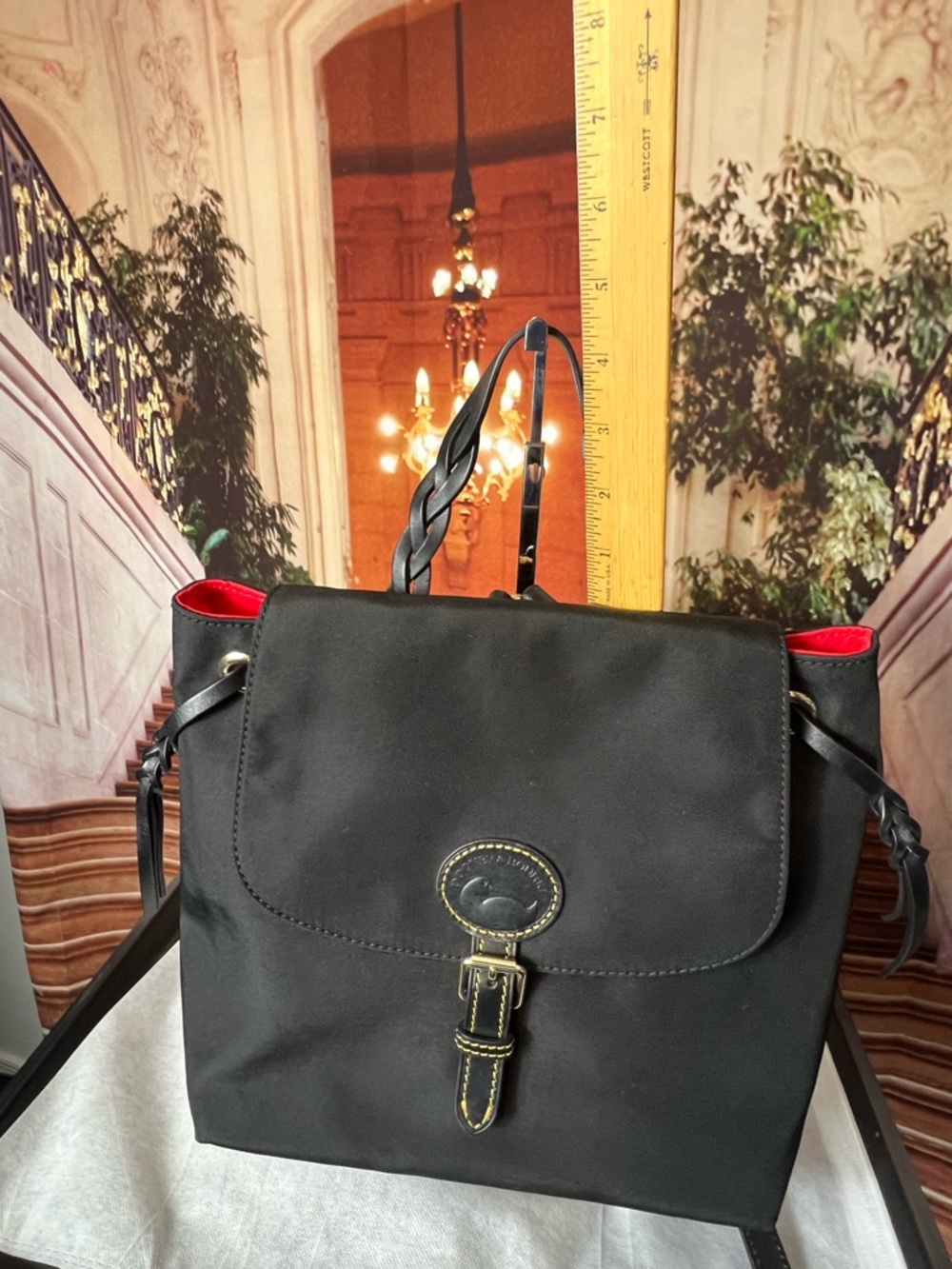 Dooney & Bourke Nylon Flap Backpack features a distinct braided top handle 🌹 - Picture 11 of 13